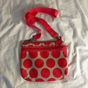 Thirty-One Hot Pink Polka Dot Crossbody Travel Bag | Adjustable Strap